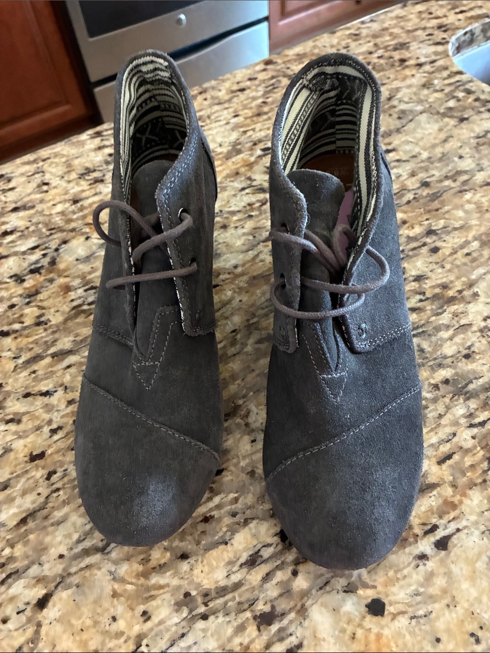 Toms Gray Suede Lace-Up Ankle Boots